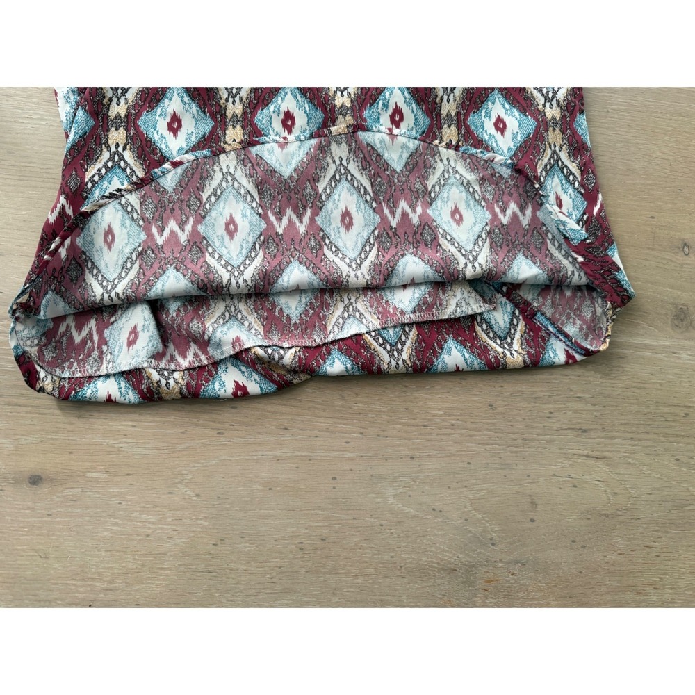Olive Tree Womens Ikat Diamond Geometric Camisole Top Burgundy Teal Boho Small - Picture 4 of 9